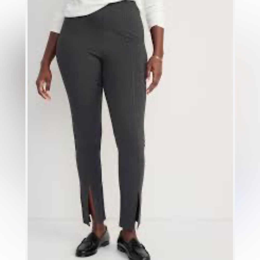 Medium Old Navy Women's Ponte Pants Elastic Waist Mid Rise Gray Ankle - Picture 3 of 13